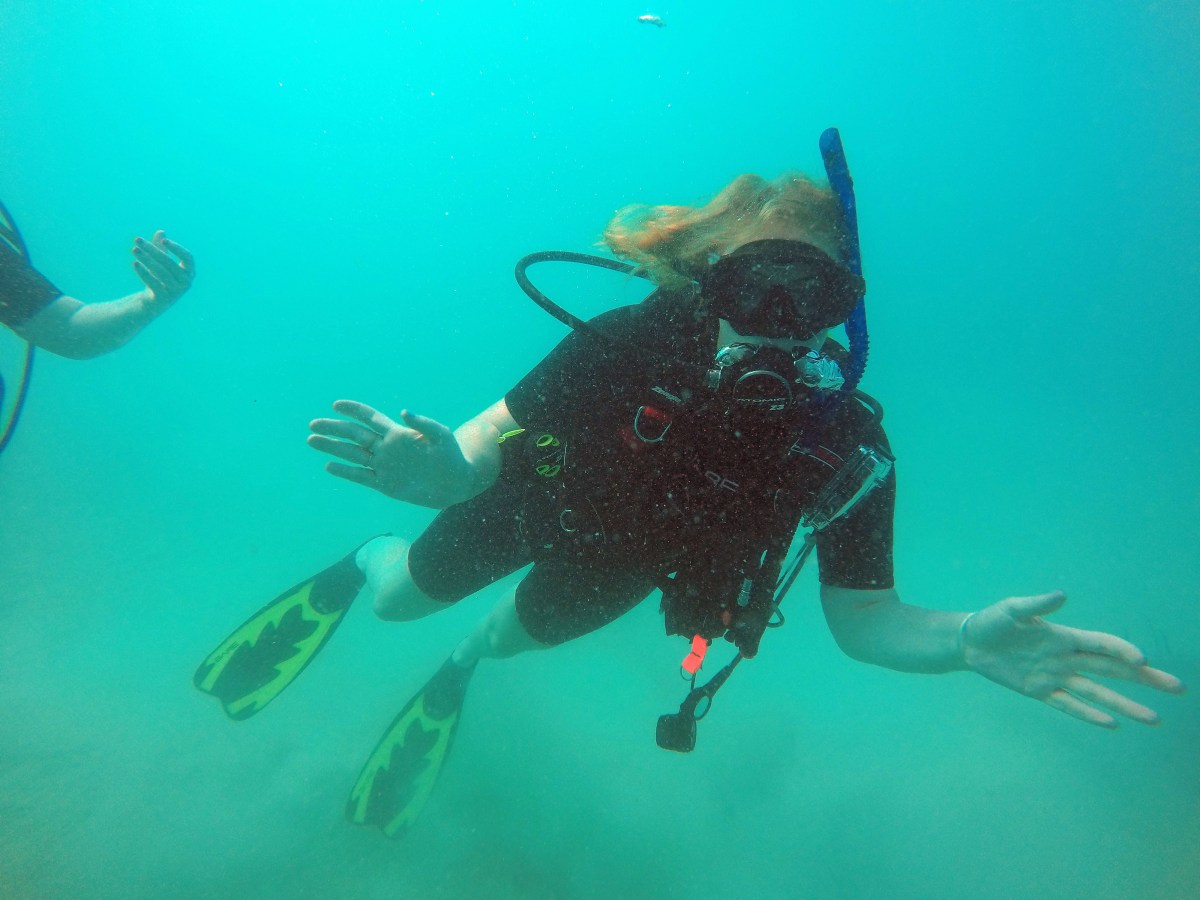 scuba diver waving