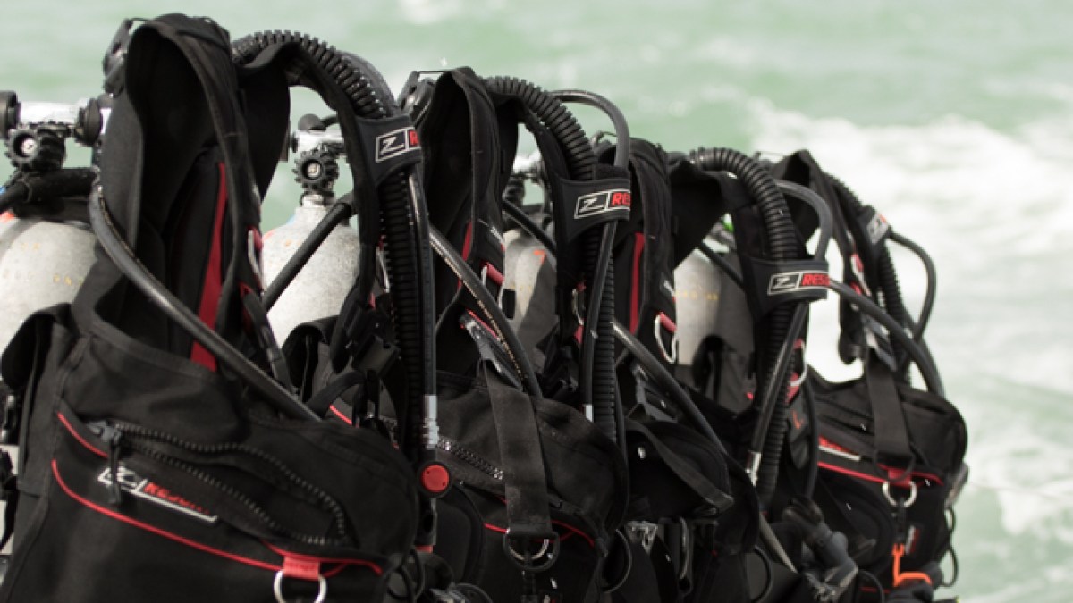 Scuba Diving vests on a boat